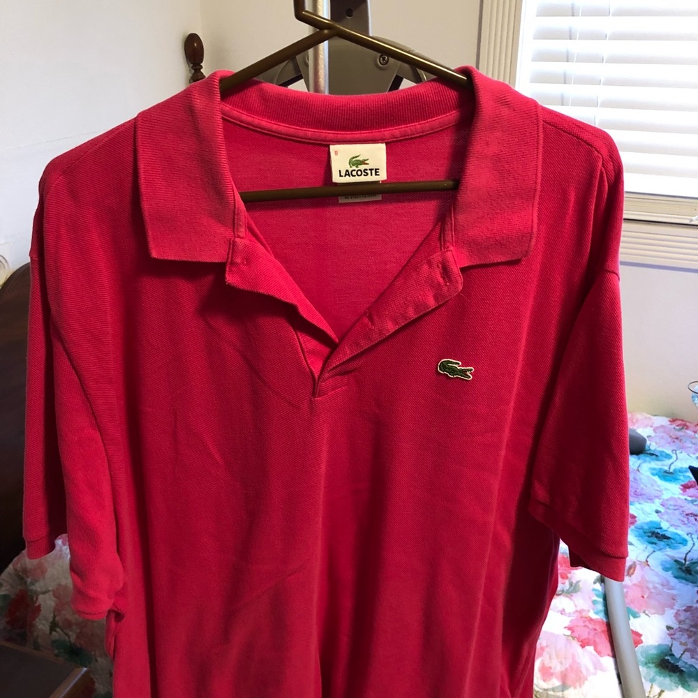 Lacoste men’s pique polo shirt fuchsia size 8